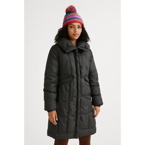 Cole Haan Black Down Midi Puffer Coat Jacket Size Small